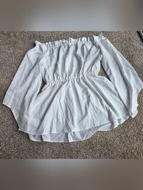 White Off-Shoulder Peplum Blouse